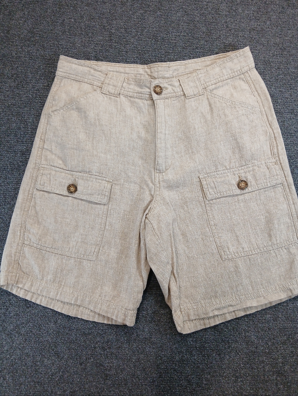 Men's Beige Linen-Blend Tasso Elba Island Collection Cargo Shorts Sz 32